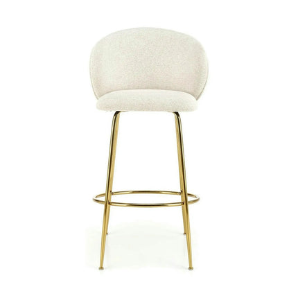 Scaun de bar H116, crem/auriu, stofa plusata, 50x59x101 cm
