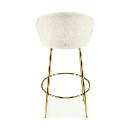 Scaun de bar H116, crem/auriu, stofa plusata, 50x59x101 cm
