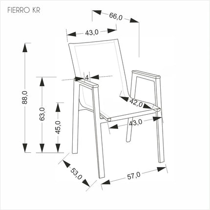 Scaun FIERRO, gri/negru, plasa/metal, 57x66x88 cm