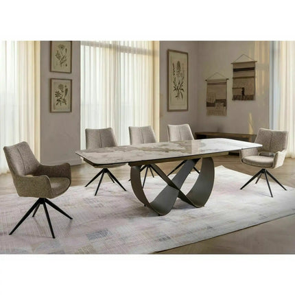 Scaun FINO I, bej/negru, stofă/metal, 56x44x87 cm