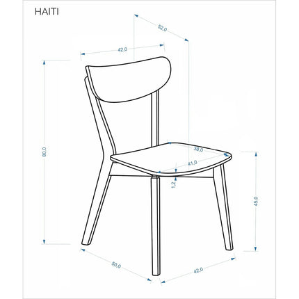 Scaun HAITI, stejar/negru, placaj/lemn, 42x52x80 cm