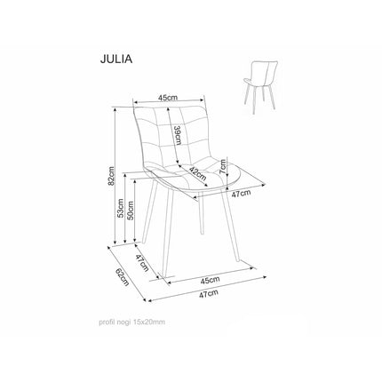 Scaun JULIA, gri/negru, stofă/metal, 47x42x82 cm