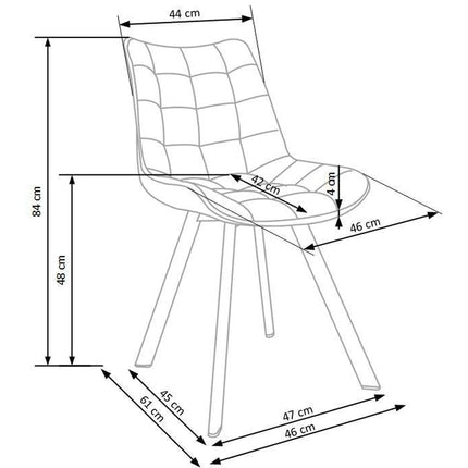 Scaun K332, maro/negru, stofa catifelata/metal, 46x61x84 cm