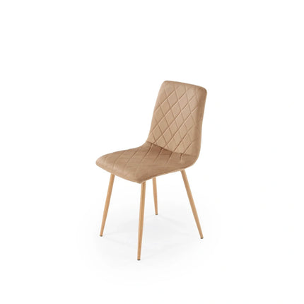 Scaun K525, bej/stejar, stofa catifelata/metal, 45x55x89 cm