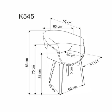 Scaun K545, bej/stejar, stofa clasica/placaj, 63x53x83 cm