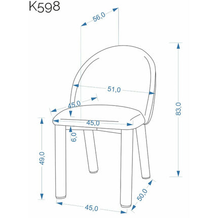 Scaun K598, stofa bej, 51x56x83 cm