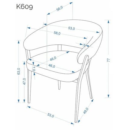 Scaun K609, gri/negru, stofa clasica/metal, 53x56x77 cm