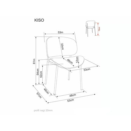 Scaun KISO, cappuccino/negru, stofă/metal, 59x46x81 cm
