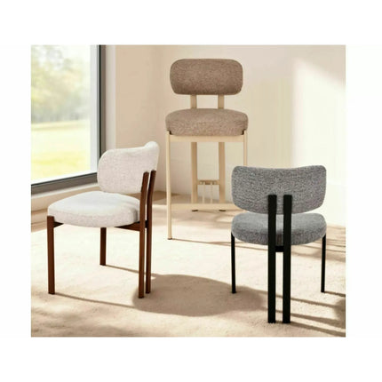Scaun MISAKI D, bej deschis/nuc, stofă/metal, 57x48x81 cm