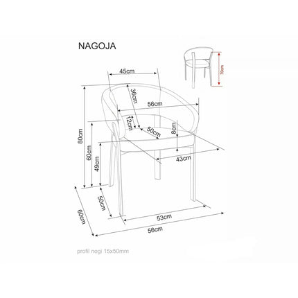Scaun NAGOJA D, bej deschis/nuc, stofă clasică/metal, 56x50x80 cm