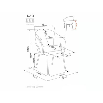 Scaun NAO, bej închis/negru, stofă/metal, 60x46x82 cm
