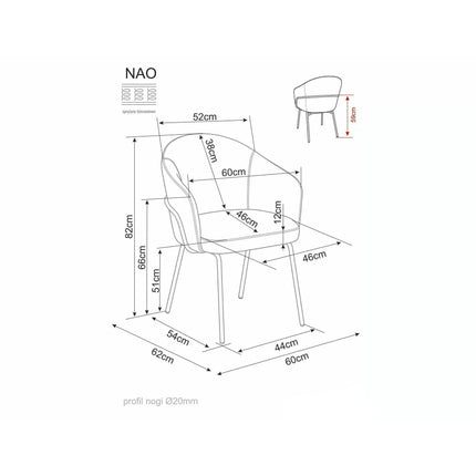 Scaun NAO, bej/negru, stofă/metal, 60x46x82 cm