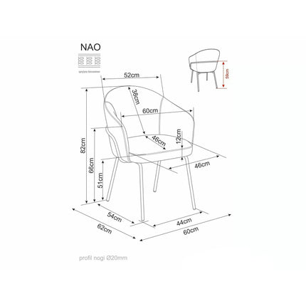 Scaun NAO, cappuccino/negru, stofă/metal, 60x46x82 cm
