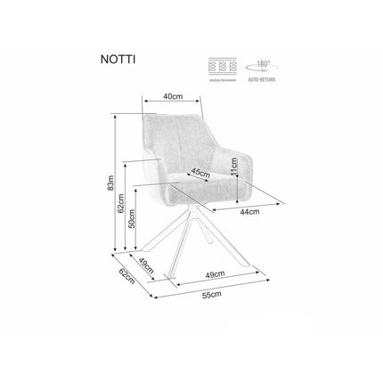 Scaun NOTTI, bej deschis/negru, stofă/metal, 55x45x83 cm