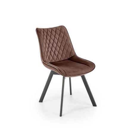 Scaun rotativ K520, maro/negru, stofa catifelata/metal, 45x63x80 cm