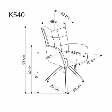 Scaun rotativ K540, bej/stejar, stofa/lemn, 60x63x89 cm