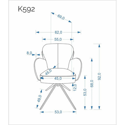 Scaun rotativ K592, bej/casmir, stofa/metal, 62x69x92 cm