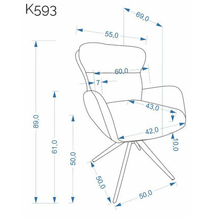 Scaun rotativ K593, bej/negru, stofa/metal, 56x54x89 cm