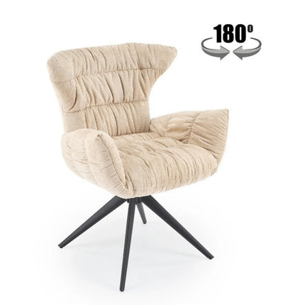 Scaun rotativ K595, bej/negru, stofa/metal, 68x66x88 cm