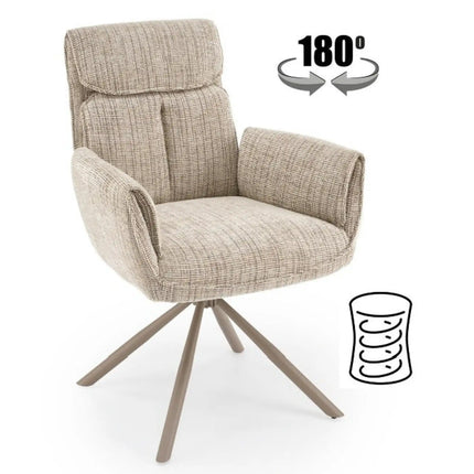 Scaun rotativ K596, bej/casmir, stofa clasica/metal, 66x66x93 cm