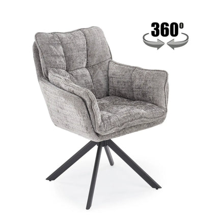 Scaun rotativ K597, gri/negru, stofa/metal, 70x67x90 cm