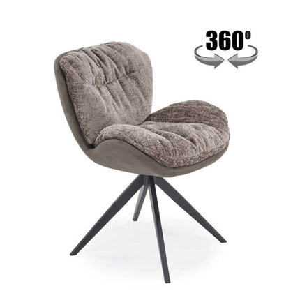 Scaun rotativ K599, gri/negru, stofa/piele ecologica/metal, 62x67x85 cm