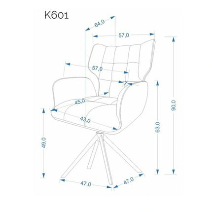 Scaun rotativ K601, bej/negru, stofa/metal, 57x64x90 cm