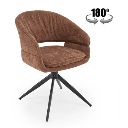 Scaun rotativ K602, maro/negru, stofa plusata/metal, 57x62x82 cm