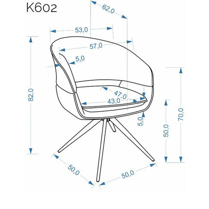 Scaun rotativ K602, maro/negru, stofa plusata/metal, 57x62x82 cm