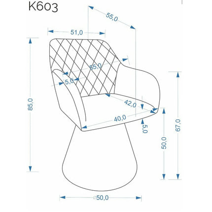 Scaun rotativ K603, stofa clasica bej, 55x55x85 cm