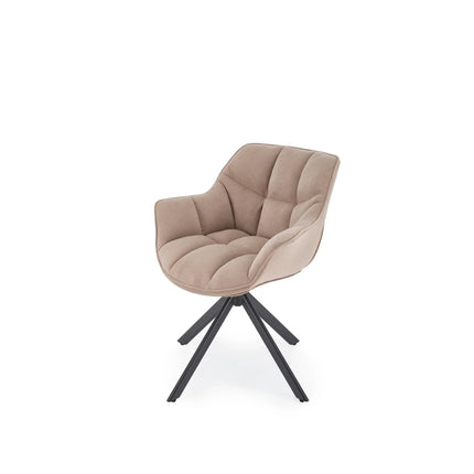 Scaun rotativ K610, bej/negru, stofa catifelata/metal, 65x64x79 cm