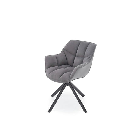 Scaun rotativ K610, gri/negru, stofa catifelata/metal, 65x64x79 cm