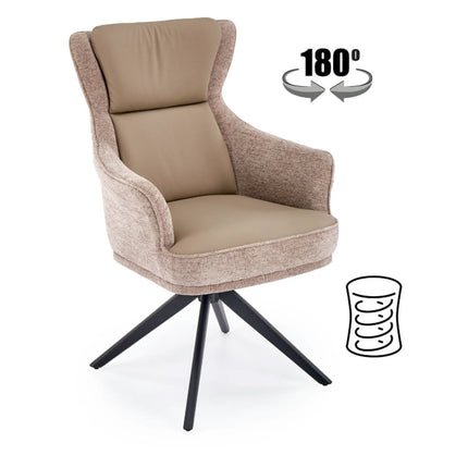 Scaun rotativ K611, grej, piele ecologica/stofa, 64x66x96 cm