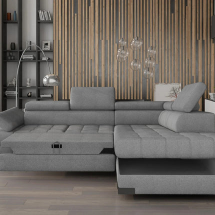 Coltar extensibil SELVA L, sezlong dreapta, stofa catifelata turcoaz inchis - Cloud 75, 263x223x95 cm