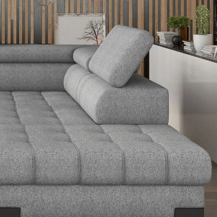 Coltar extensibil SELVA L, sezlong dreapta, stofa catifelata turcoaz inchis - Cloud 75, 263x223x95 cm