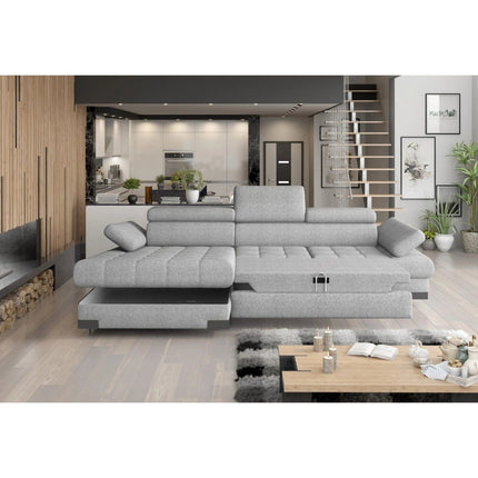 Coltar extensibil SELVA MINI, sezlong stanga, stofa catifelata galben - Terra 48, 270x173x95 cm