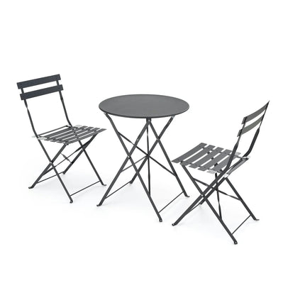 Set gradina LIVORNO, negru, metal, cu masa si 2 scaune pliante
