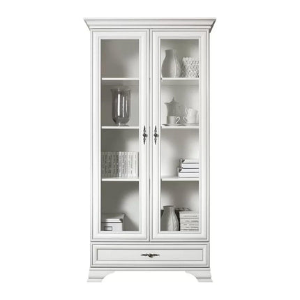 Mobilier living IDENTO 6, alb, format din 2 vitrine, masuta cafea si comoda TV