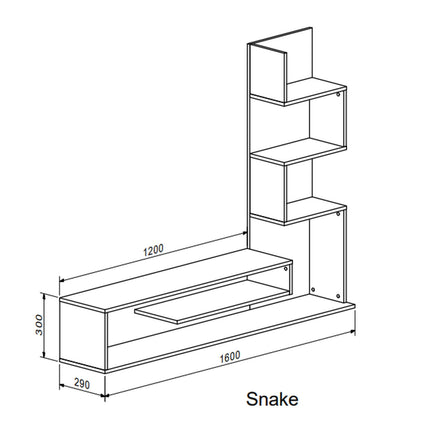 Mobilier living SNAKE, stejar artisan/negru, PAL, 160x29x130 cm