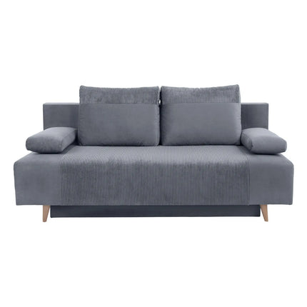 Canapea extensibila LEON, stofa catifelata gri - Poso 60, 191x89x92 cm