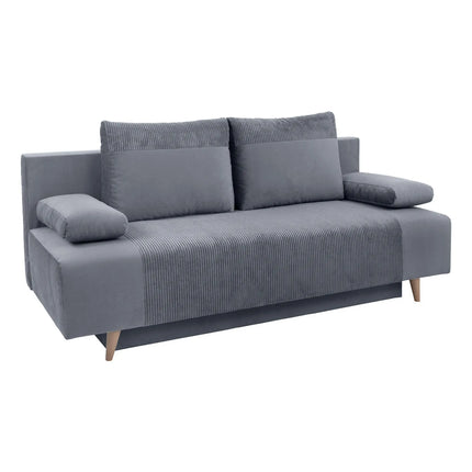 Canapea extensibila LEON, stofa catifelata gri - Poso 60, 191x89x92 cm
