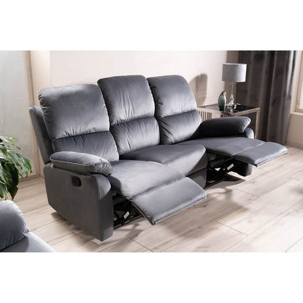 Canapea recliner SPENCER 3, stofa catifelata gri, 193x94x101 cm