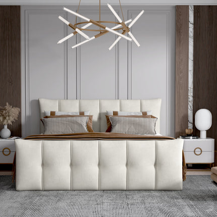 Pat boxspring SOFIA 140x200, personalizabil, cu saltele, topper si lada pentru depozitare