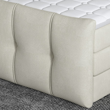 Pat boxspring SOFIA 160x200, personalizabil, cu saltele, topper si lada pentru depozitare