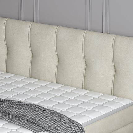 Pat boxspring SOFIA 180x200, personalizabil, cu saltele, topper si lada pentru depozitare