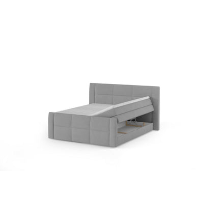 Pat STELLA 140 boxspring, personalizabil, cu spatiu depozitare, saltele si topper 5 cm