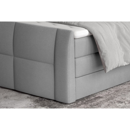 Pat STELLA 140 boxspring, personalizabil, cu spatiu depozitare, saltele si topper 5 cm