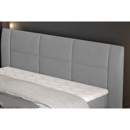 Pat STELLA 140 boxspring, personalizabil, cu spatiu depozitare, saltele si topper 5 cm