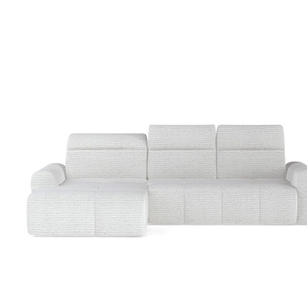 Coltar extensibil MATEO S, personalizabil, cu lada depozitare si tetiere reglabile, 273x183x99 cm
