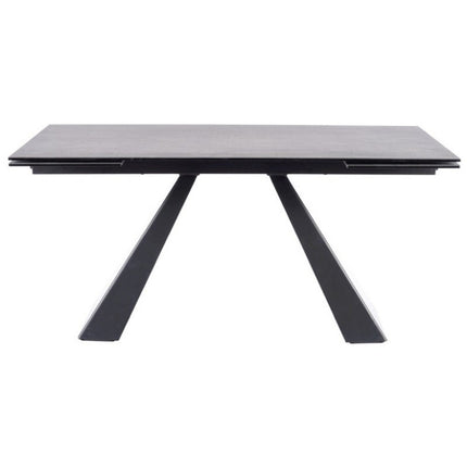 Masa extensibila SALVADORE CERAMIC II, gri/negru mat, sticla securizata si ceramica, 120-180x80x76 cm